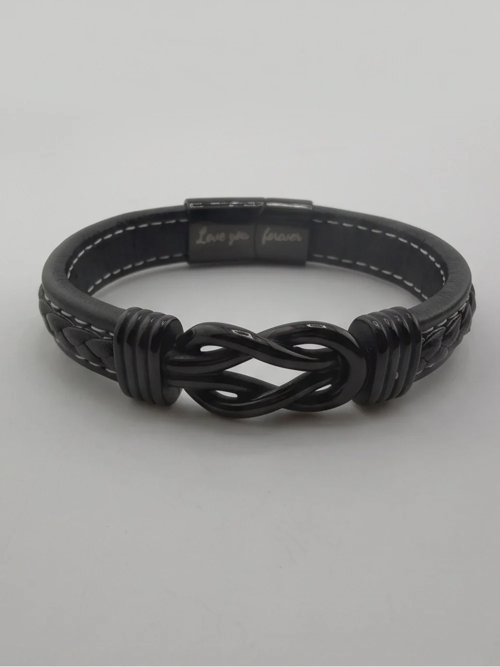 Men's Braided Leather Infinity Knot Bracelet 